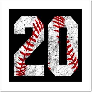 Vintage #20 Baseball Laces Baseball Mom Jersey Love Baseball T-shirt Posters and Art